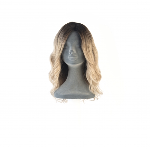 7162 | Perucas Mini Lace | Ondulado Ombré Pintado | #613 - Louro Platinado