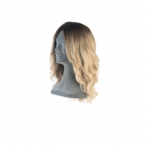 7162 | Perucas Mini Lace | Ondulado Ombré Pintado | #613 - Louro Platinado